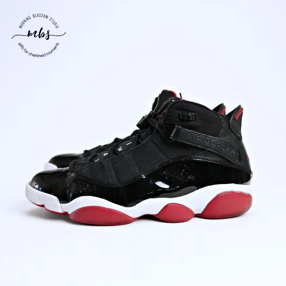 Nike Air Jordan 6 Rings Bred Hybrid Basketball Sneakers Black Red White Men 9